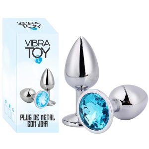 Plug de Metal com Joia Tamanho Grande (9,5 cm) - Cor: Preto - VibraToy - F