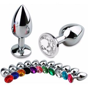 Plug de Metal com Joia Tamanho Pequeno (7,0 cm) - Cor da Pedra: Dourado - Importado - F